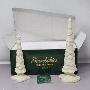 Dept 56 Snowbabies Starry Pines Set Of 2 Christmas‎ Trees Porcelain Figurines